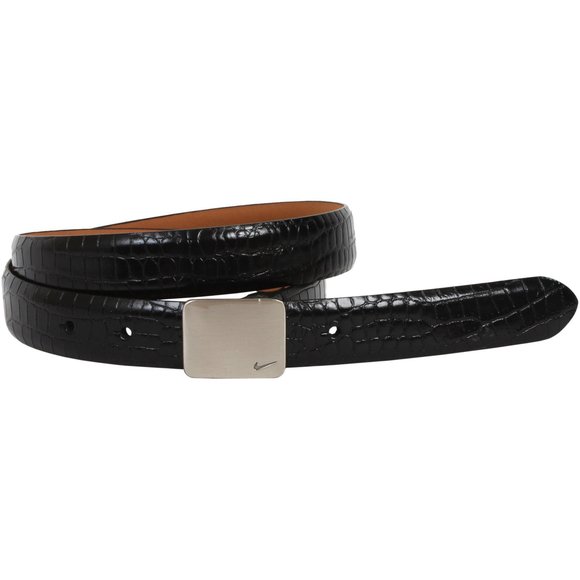 Women\'s Belts Croco W/petite Plaque, Black🐥